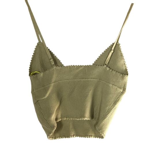 Pacsun LA Hearts Hanna Tank Top Ribbed V-Neck Cropped Olive Green NWT Medium - Picture 4 of 7